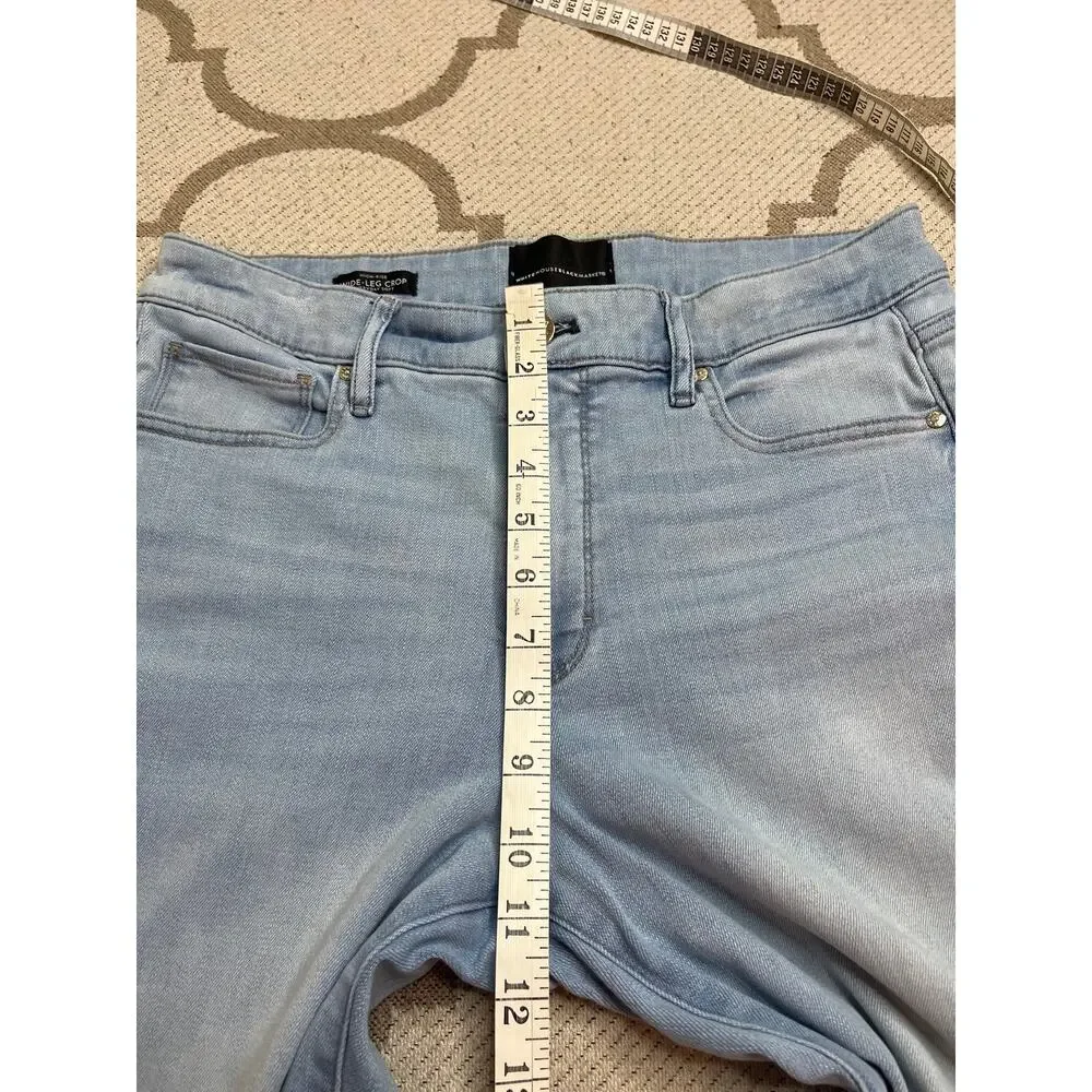 White House Black Market High-Rise Wide Leg Cuff Cropped Jean, size 8 - Picture 8 of 16
